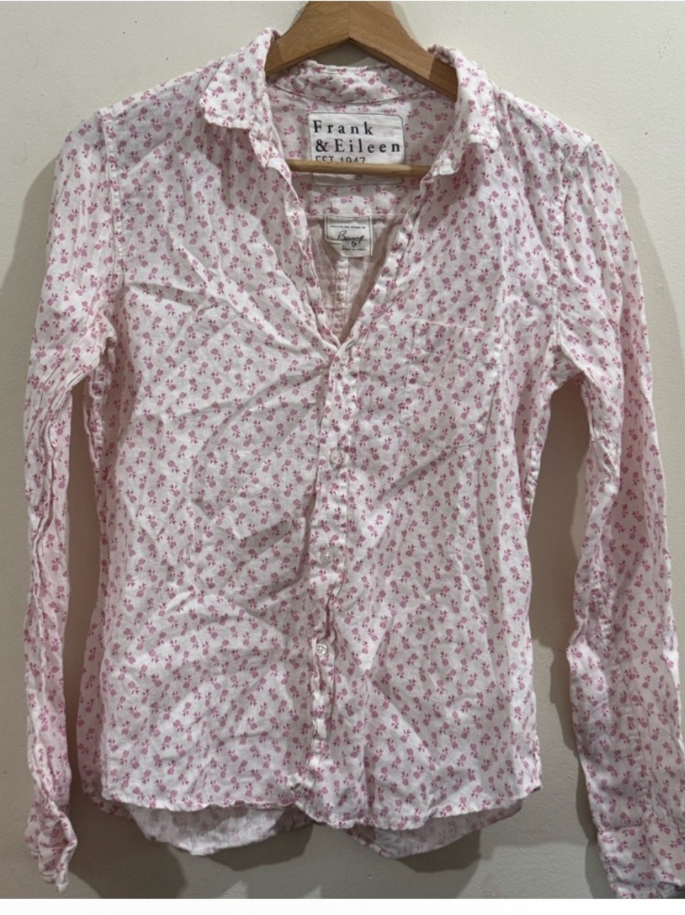 Frank & Eileen Pink Floral Button-Down Shirt on White